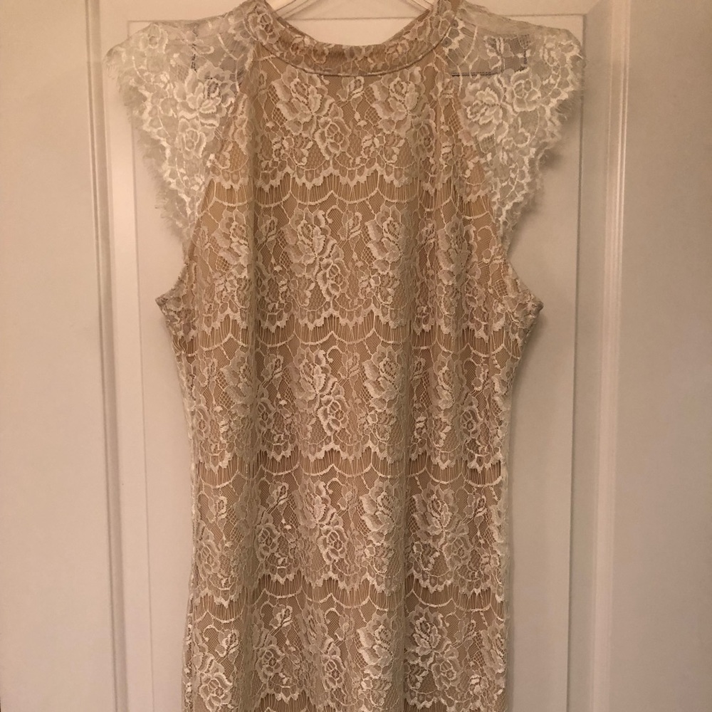 White and tan Lace dress